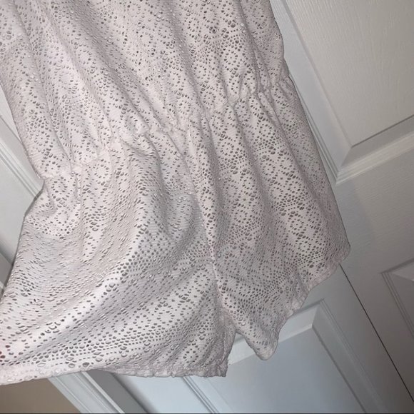 White Lace Bathing Suit Cover Romper Tank Top  Shorts Swimwear Size‎ Small - Picture 4 of 5